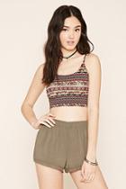 Forever21 Women's  Rust & Black Floral Cropped Cami