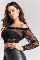 Forever21 Sheer Mesh Off-the-shoulder Crop Top