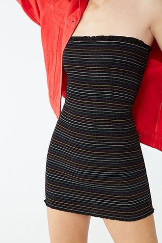 Forever21 Multicolor Striped Smocked Tube Dress