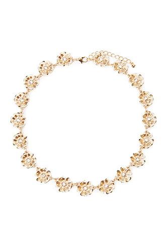 Forever21 Rhinestone Flower Statement Necklace (gold/clear)