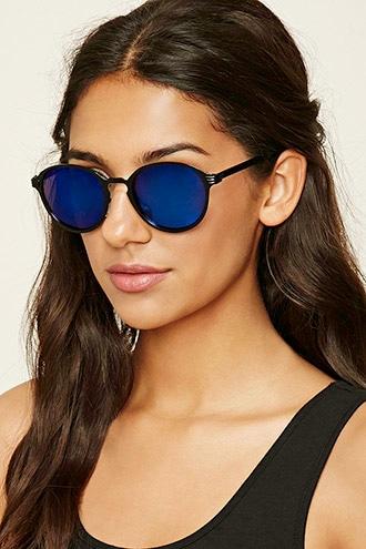 Forever21 Black & Blue Round Sunglasses