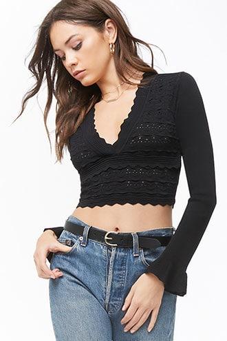 Forever21 Ribbed Pointelle Top