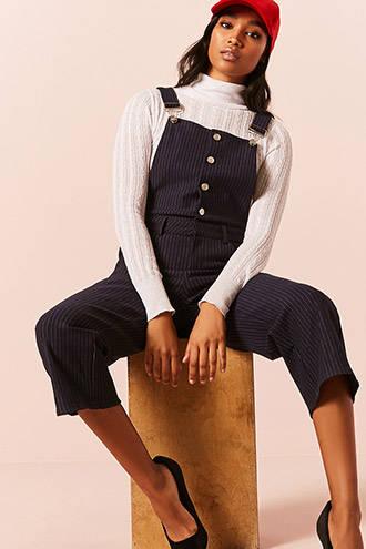 Forever21 Cropped Pinstripe Overalls