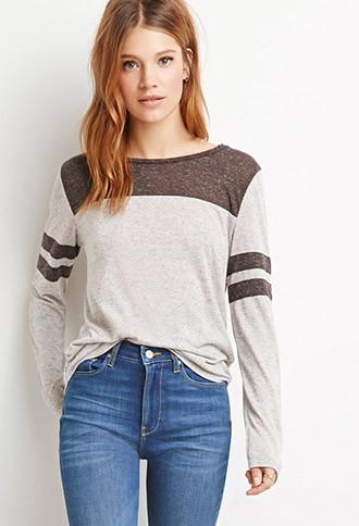 Love21 Heathered Varsity Stripe Top