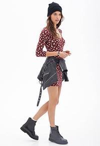 Forever21 Spotted Rose Bodycon Dress