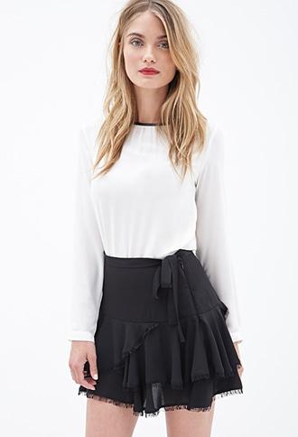Forever21 Contemporary Eyelash Lace Tiered Skirt