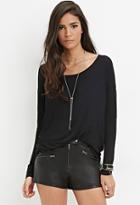 Forever21 Women's  Semi-sheer Drop-sleeve Top (black)