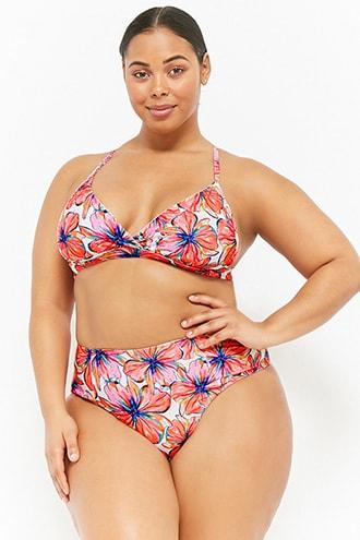Forever21 Plus Size Kulani Kinis Floral Triangle Bikini Top
