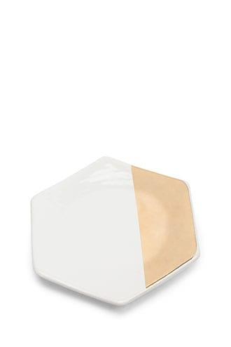 Forever21 Hexagon Metallic-trim Ceramic Jewelry Dish