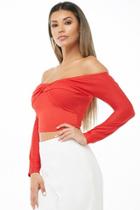 Forever21 Off-the-shoulder Twisted Crop Top
