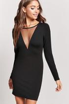 Forever21 Sheer V-neck Bodycon Dress