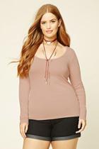 Forever21 Plus Women's  Dusty Pink Plus Size Ribbed Knit Top
