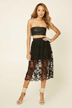 Forever21 Women's  Black Embroidered Lace Skirt
