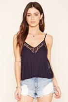 Forever21 Women's  Navy Lace-trim Cami
