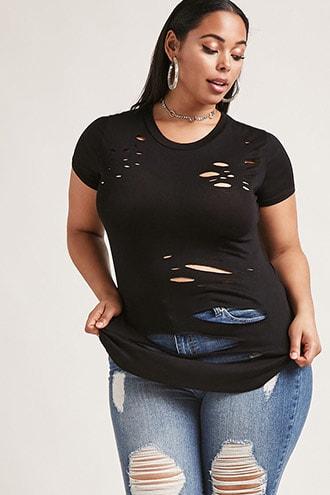 Forever21 Plus Size Distressed Top