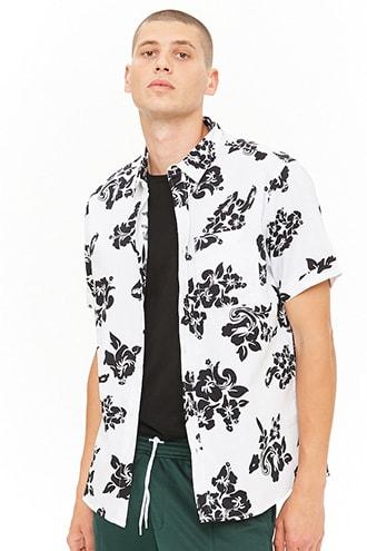 Forever21 Floral Curved Hem Shirt