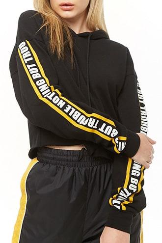 Forever21 Nothing But Trouble Graphic Hoodie