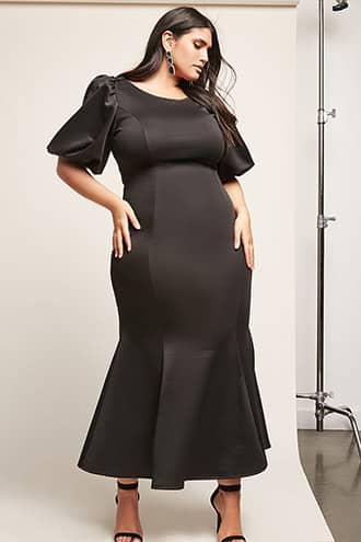 Forever21 Plus Size Balloon-sleeve Mermaid Maxi Dress