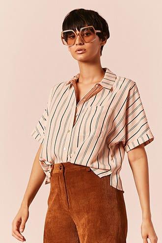 Forever21 Stripe Button-front Top