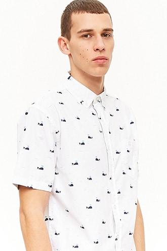 Forever21 Artistry In Motion Whale Print Shirt