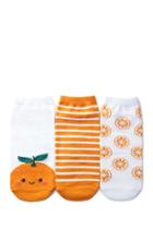 Forever21 Orange Graphic Ankle Socks - 3 Pack