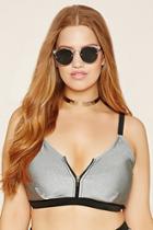 Forever21 Plus Women's  Grey & Black Plus Size Zipped Bikini Top