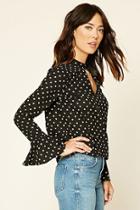 Forever21 Women's  Dotted Print Bell-sleeve Top