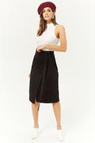 Forever21 Faux Suede Belted Tulip-hem Skirt