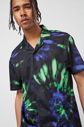 Forever21 Spiral Tie-dye Jersey Mesh Shirt