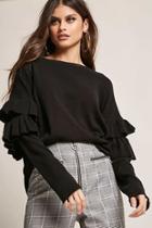 Forever21 Ribbed Ruffle-sleeve Top