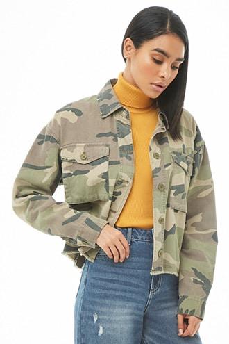 Forever21 Denim Button-front Camo Jacket
