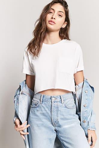 Forever21 Rolled Hem Crop Tee