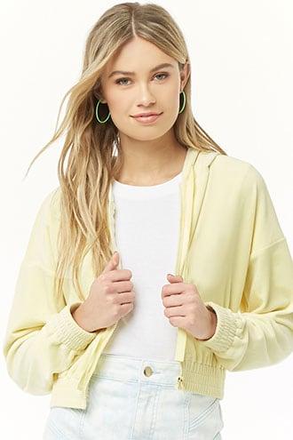 Forever21 Hooded Velour Zip-front Jacket