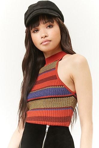 Forever21 Mock Neck Colorblock Sweater-knit Top