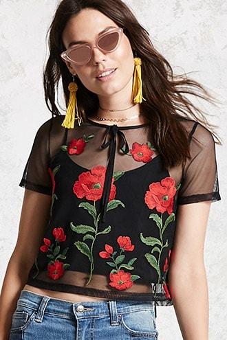 Forever21 Contemporary Sheer Floral Top