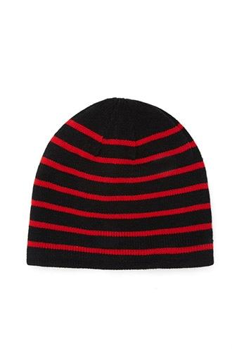 21 Men Black & Red Men Striped Fleece Beanie