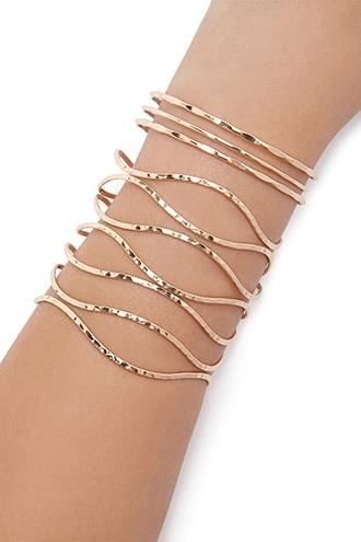 Forever21 Dimpled Caged Cuff Set