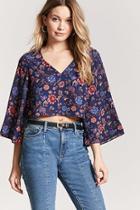 Forever21 Floral Lace-up Back Crop Top