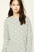 Forever21 Women's  Fleece Shark Print Sweatshirt