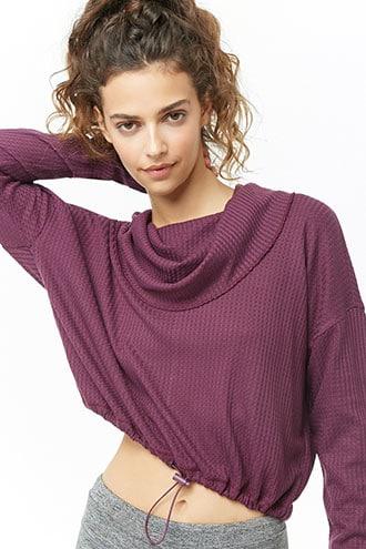 Forever21 Active Cowl Neck Drawstring-hem Top