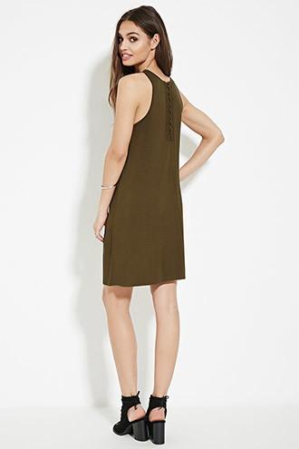 Forever21 Women's  Olive Crisscross-back A-line Dress