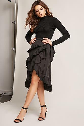 Forever21 Ruffle High-low Midi Skirt