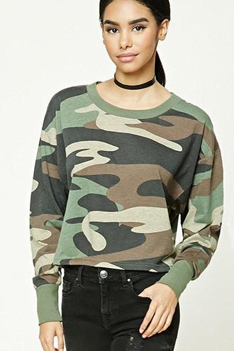 Forever21 Cropped Camo Print Tee