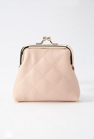 Forever21 Quilted Faux Leather Coin Purse (light Pink)