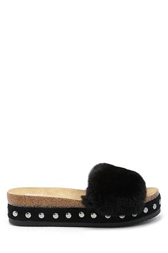 Forever21 Lust For Life Faux Fur Slide Sandals