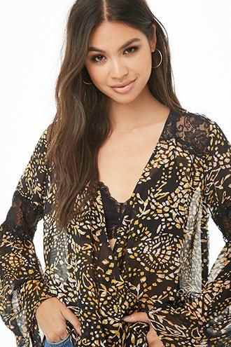 Forever21 Sheer Abstract Print Top