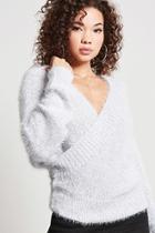 Forever21 Fuzzy Knit Surplice Sweater