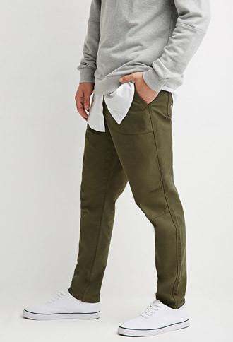 21 Men Men's  Drawstring Canvas Pants (olive/grey)