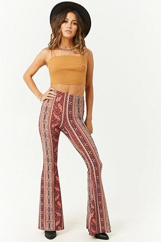 Forever21 Ornate Paisley Flare-leg Pants