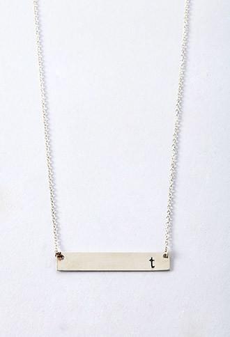 Forever21 Adorn512 Initial T Bar Necklace (silver)
